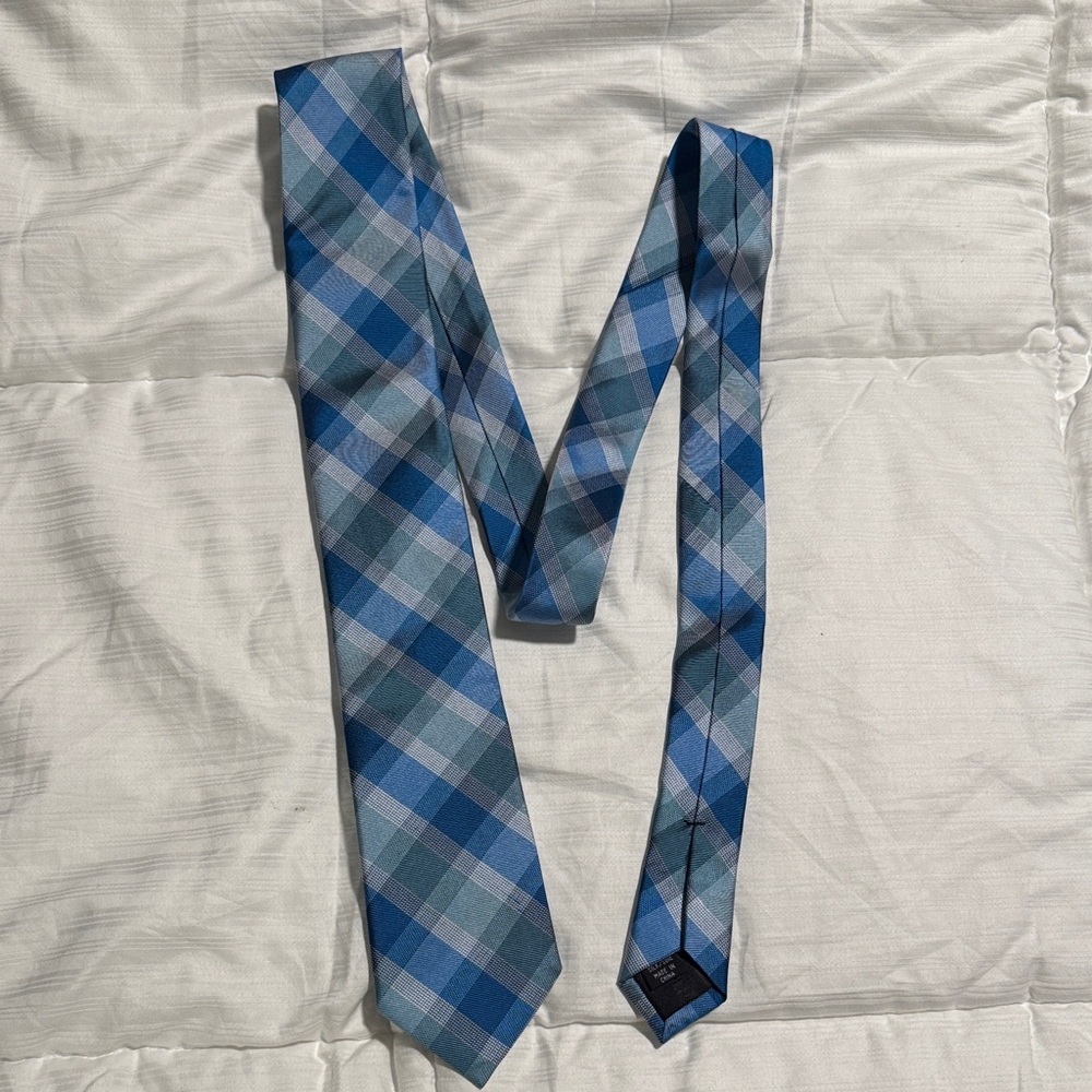 Calvin Klein Navy and Gray Checkered Tie